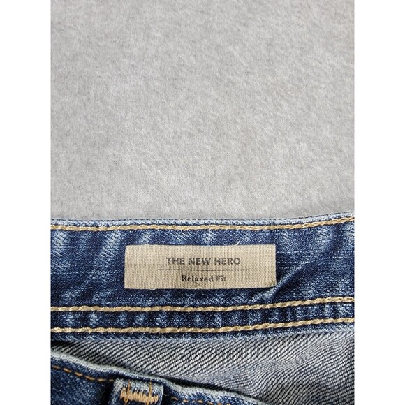 AG Adriano Goldschmied Jeans Mens 36X34 New Hero Straight Blue Distressed USA - Picture 10 of 16